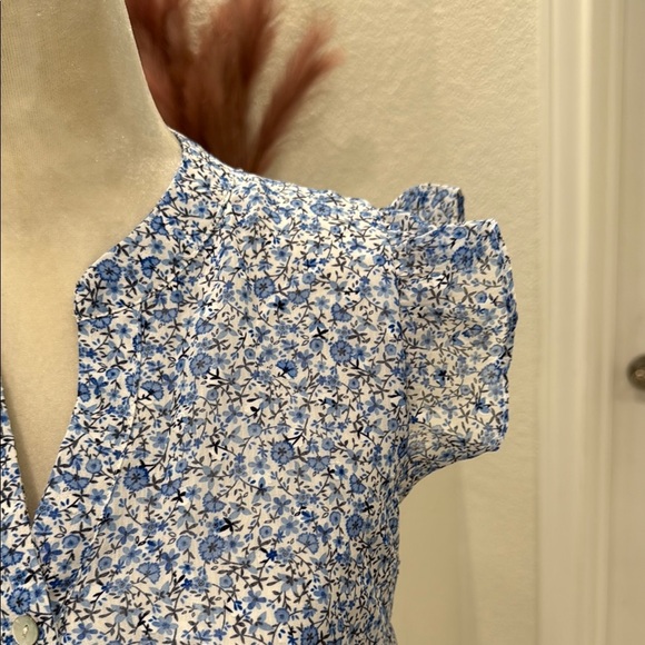 Draper James Blue and White Tiered Ruffled sleeve Tie Waist Maxi Dress Size XL - Picture 7 of 10